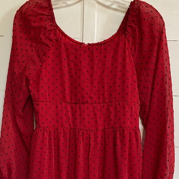 Trixxi Girl Red‎ Black Sheer Dot Party Dress Goth Red Devil Vamp - Juniors XL - Picture 5 of 12